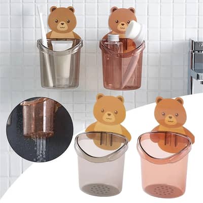 Toothbrush Holder Cute Bear Storage Rack Wall-
