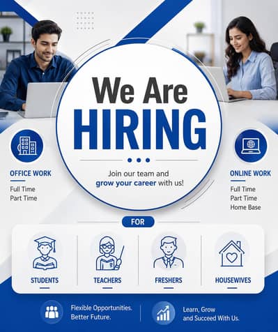 We are hiring males and females for work.