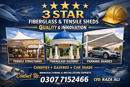 Tensile Shed| Porch shade| Parking shed | Car park Shed |Fiber Glass