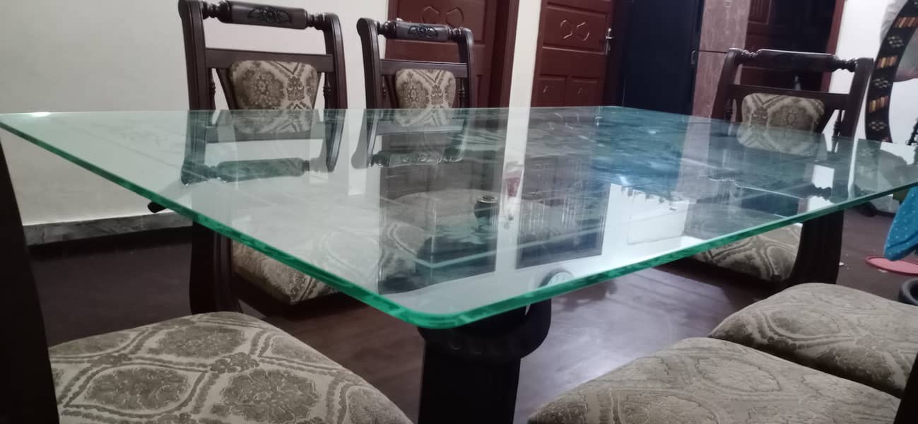 6 سیٹر ڈائننگ ٹیبل سیٹ مع موٹے شیشے کے  7