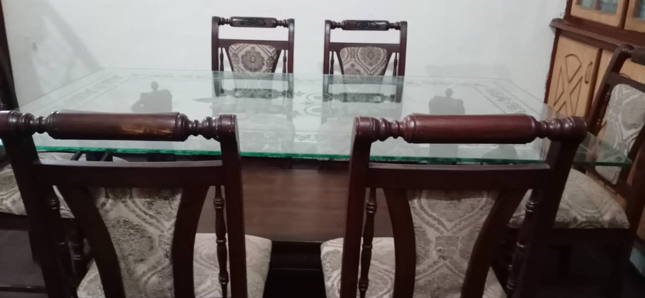 6 سیٹر ڈائننگ ٹیبل سیٹ مع موٹے شیشے کے  14