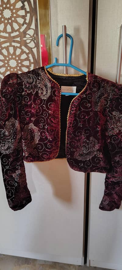 Beautiful maroon velvet shrug/jacket for women