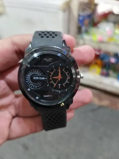 men's black sports watch rubber strap
