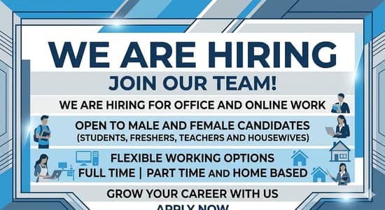 hiring for males and females work  in Lahore