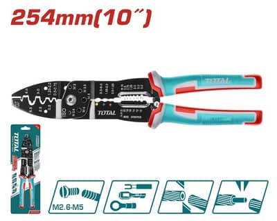 TOTAL 10 Inch Wire Stripper Multifunction Cable Cutter & Crimping Tool