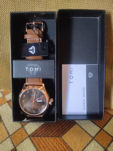 TOMI Premium Watch With Box & Leather Strap Stylish and elegant