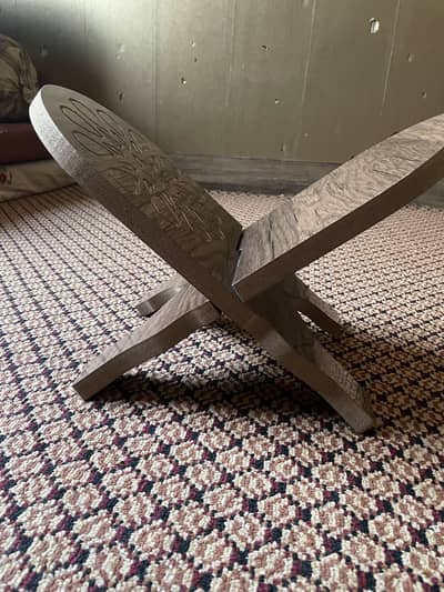 "Premium Foldable CNC Quran Rehal – Walnut Finish"