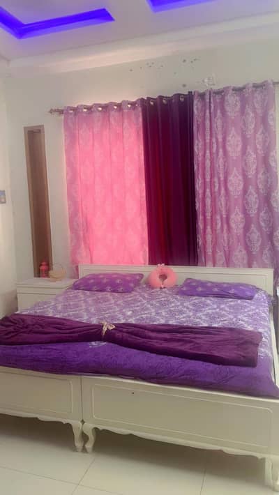 Pure wood two single bed set total size equal to king bed