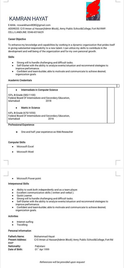 Need Office based job please