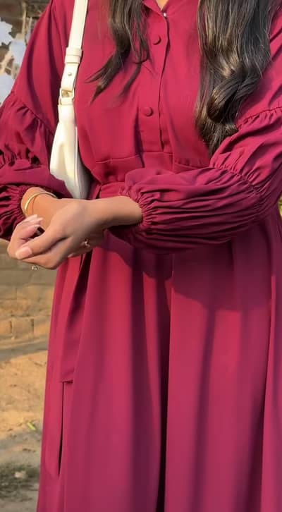 Stylish Maroon Long Frock Dress – Excellent Condition