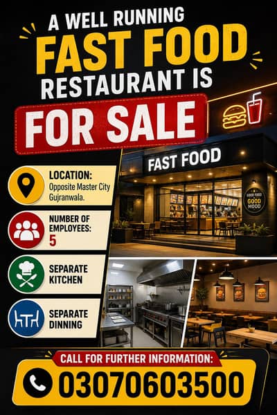 Running Fast Food Restaurant for Sale