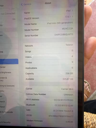 ipad mini 5 256 gb  sim  wala  price 60000 no issues full ok