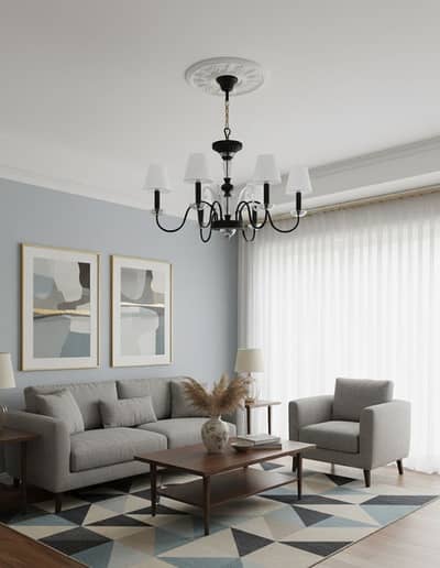 Crystal Black rod-iron chandelier