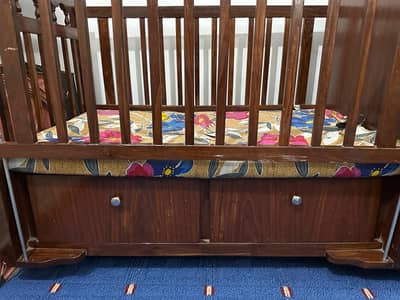 baby Cot Bed Set with attached cabinet