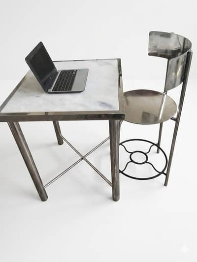 steel table and chair for work