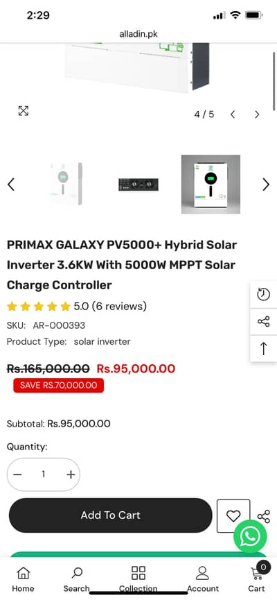 Primax 3.6kW PV5000+ Hybrid Solar Inverter