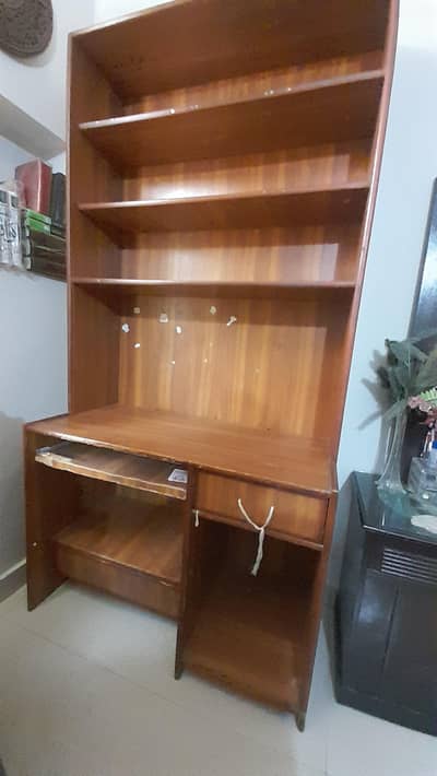 study table with  book shelves