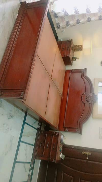 king size complete wooden bed set for sale at Islamabad