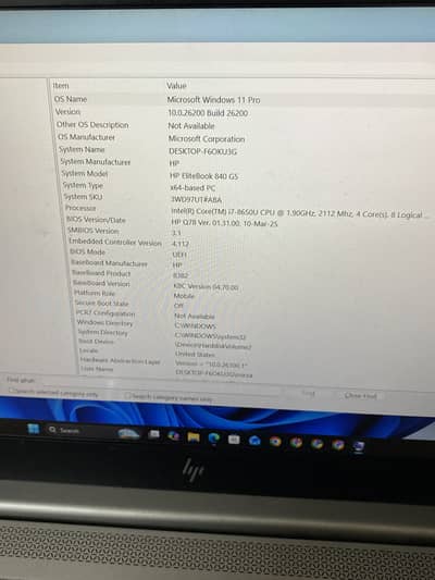 Hp Elitebook 840 g5 INTEL i7 8th generation 8-256
