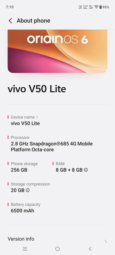 Vivo V50 Lte Pta approved with waranty