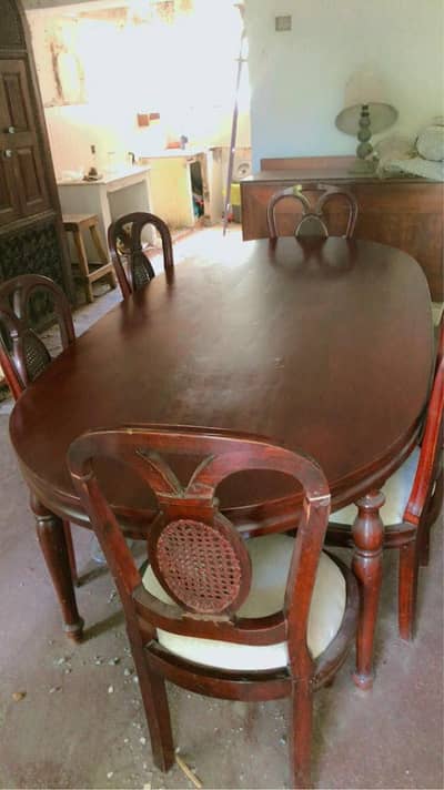 Solid Wooden 6 Seater Dining Table Set For Sale  03004431352