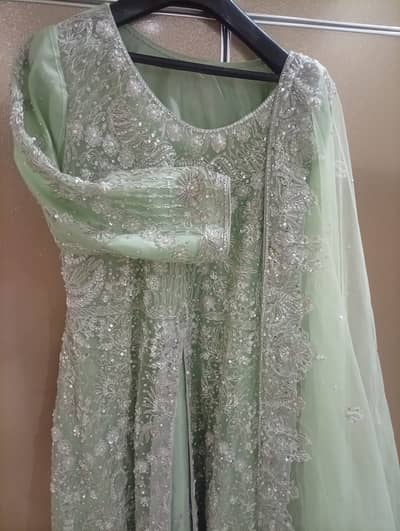 New Heavy Zari Work Net Party Wear Maxi – Pista Green