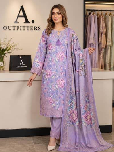  Stylish sky blue 3 piece lawn