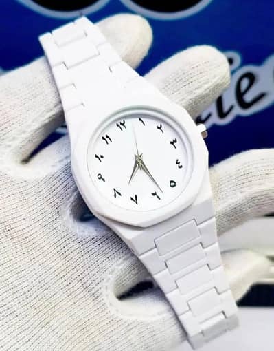 WHITE ANALOGE WATCH WITH CHAIN STRAP FOR MANSN