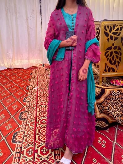 Stylish gown inner and dupatta