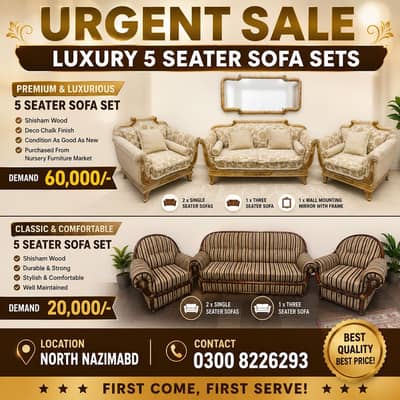 Beautiful & Luxurious 4 Seater Sofa Set With Mirror