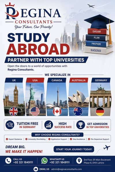 Study abroad in uk, Canada, USA, Australia, Germany.