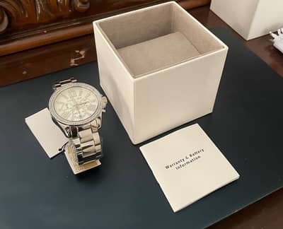 Michael Kors Wren Chronograph Silver Dial Silver Steel Strap Watch for