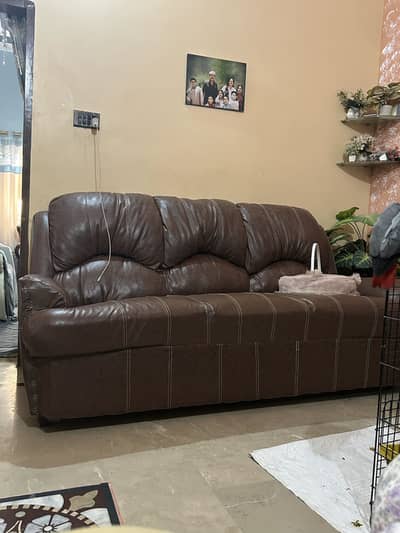 Brown leather 7 seater sofa set