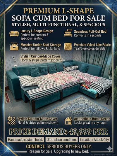 Premium L-Shape Sofa Cum Bed for Sale
