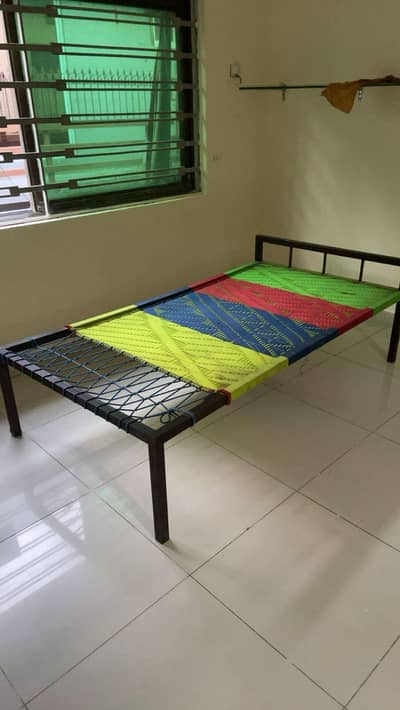 Single Iron Charpai / Bed with Colorful Rope Weaving