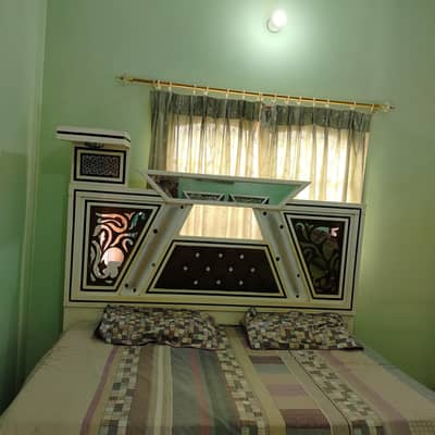 wooden bed & side table for sale