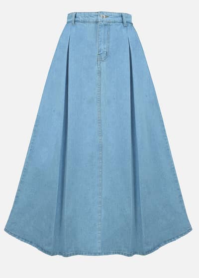 Light Blue Denim Maxi Skirt