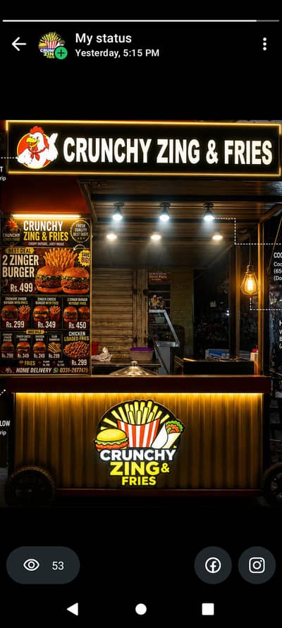 Fast Food cart with complete accessories