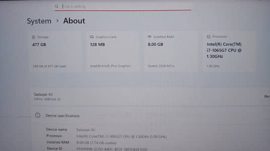 Infinix INBOOK X2 Core i7 10th Gen / 8GB RAM / Windows 11