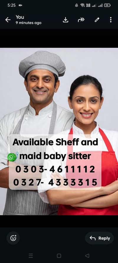 Available Verified sheff Drivers Cook maids Attend Baby sitter