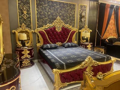 Bridal Bed Set / King Size / Gold Leaf Polish / All Wooden