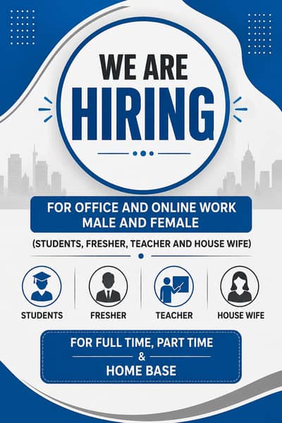 Hiring male and female for work in Lahore