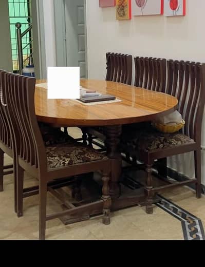 Premium Pure Tali Wood 6-Seater Dining Table Set (Excellent Condition)