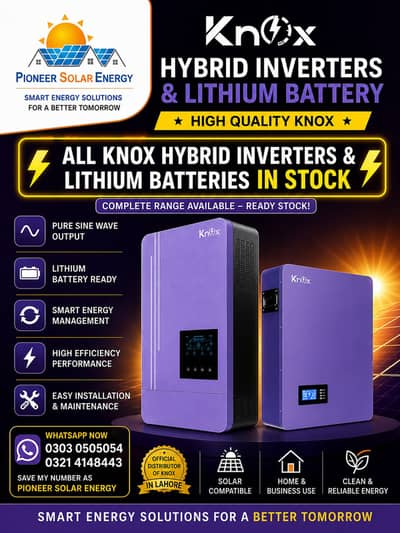 KNOX Lithium Batteries 100A(3.0 & 6.0) & ALL Hybrid inverter ip21 ip66
