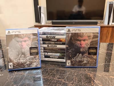 PS5 games discs Wukong, Assassin creed, fc24, fc26