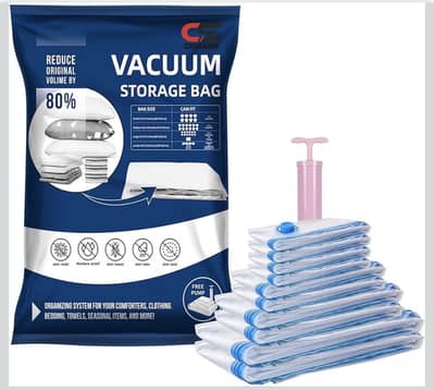 Vacuum storage bags pack of 10 with manual hand pump
