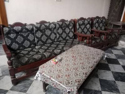 5 seater pure wooden sofa sett