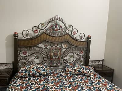Bed set for sale including side tables and dressing table