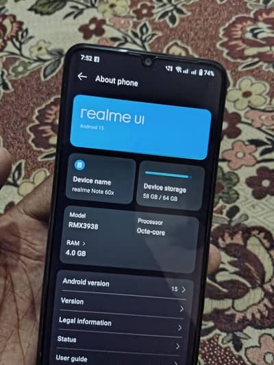 model realme note 60 x 10 /10 condition almost 3 to 4 month used