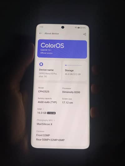 Reno 10 pro 5G 16.512 PTA Ofical Aproved